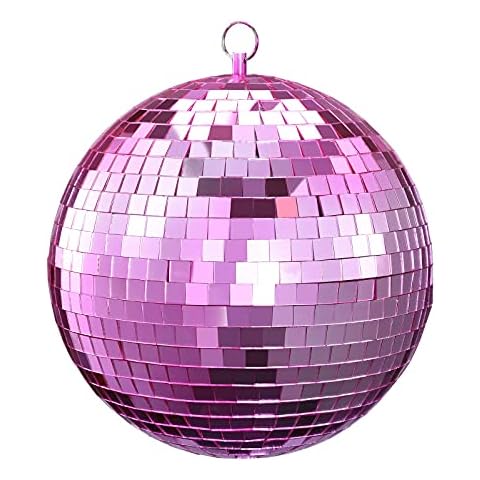 Mirror Ball, NuLink 6" Pink Disco DJ Dance Decorative Stage Lightning Ball with Hanging Ring Cover