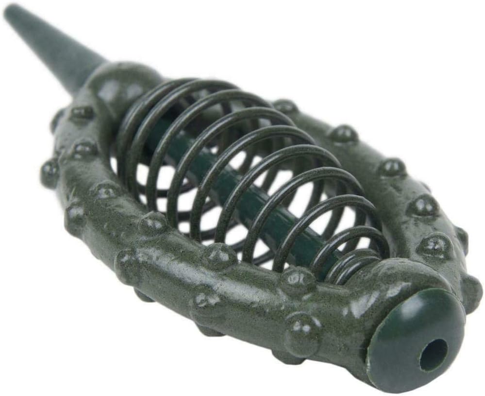 CKG 10pcs Lead Sinker Spring Fishing Feeder Carp Сrucian Bream Bait Cage Inline Method Feeders - Tackle Trap Accessory – Fishing Tool - 80gr/0.17LB