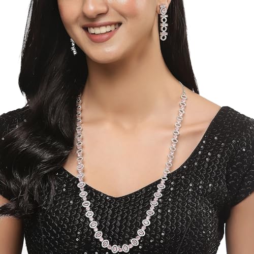 Circular American Diamond Necklace Earring Set