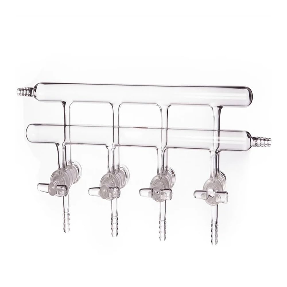 Vakuum-Gasverteiler mit doppelreihigen Rohren, Hohlstopfen, Verteiler, Vakuum/Inertgas, Ganzglas, Borosilikat(M401004)
