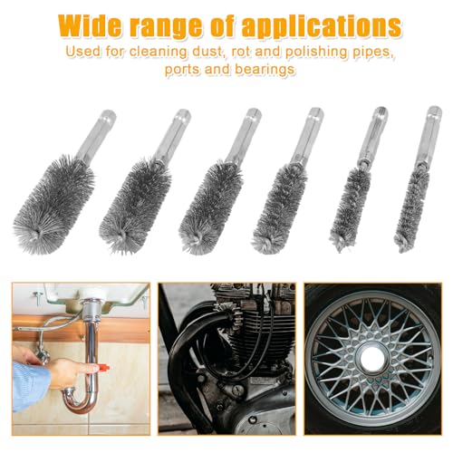 Image of 12pcs Copper&Stainless Steel Wire Bore Brushes, Wire Brush for Drill with 1 /4 Inch Hex Shank Pipe Cleaning Brush Pipe Cleaner Twisted Wire Brush for Power Drill Impact Drivers Die Grinders
