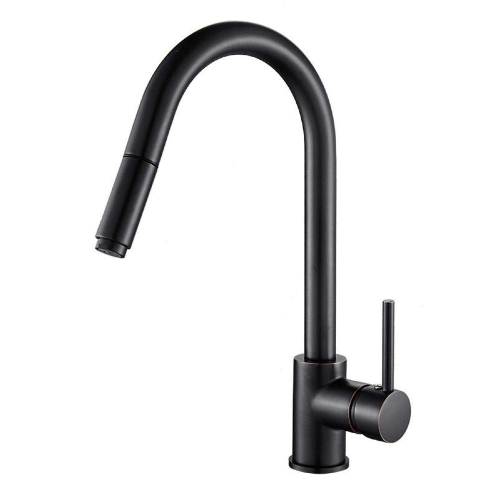 Faucet Kitchen Sink Faucets Brass Pull Out Chrome Kitchen Mixer Tap Single Handle Hot and Cold Kitchen Crane Tap Rotating Faucet-Black زواج