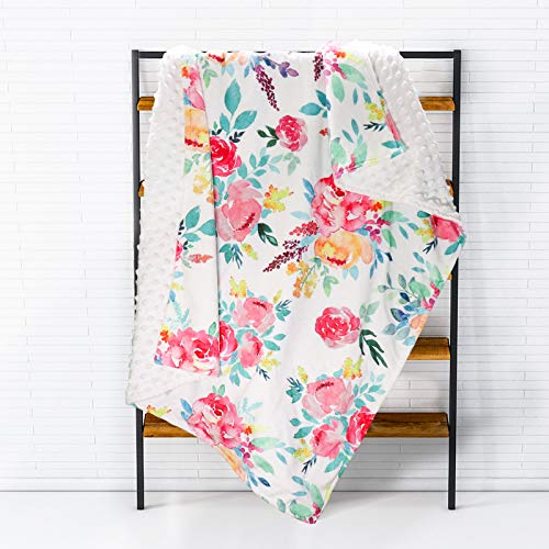 Image of TANOFAR Floral Baby Blankets, Minky Toddler Blanket for Boys Girls, Dotted Backing, Double Layer, Crib Receiving Blanket, for Nursery/Stroller/Toddler Bed/Carseat, 30 x 40 Inch, Watercolor Flower