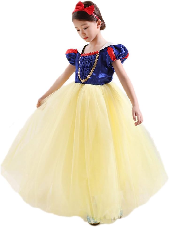 Snow White Dress Princess Costume Fancy Dresses Fairy Dressing Up Cosplay Costume Dress with Headband