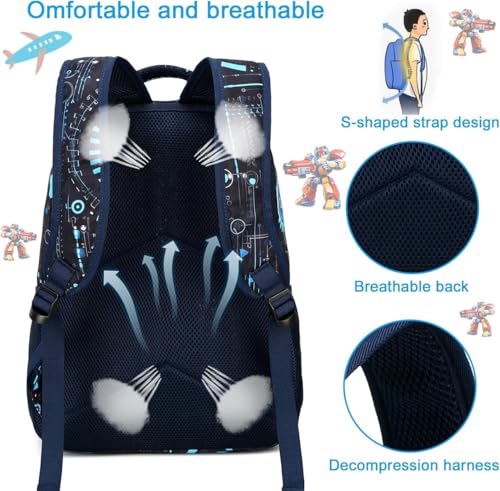 Image of Frantic Waterproof Polyester 35 L School Backpack With Pencil /Staionery Pouch School Bag Class 1 to 8 Daypack Picnic Bag For School Going Boys & Girls(RR Blue Transformer B)