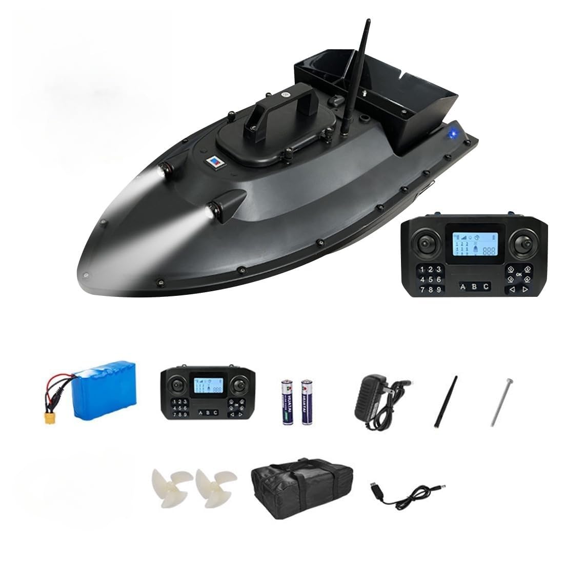 GPS RC przynęta do łowienia karpi, 12 V, 18000 mAh, duża moc, 600 m, zdalne sterowanie, 2,5 kg, ładowanie z automatycznym powrotem, sterowanie 3 prędkościami i oświetleniem LED, łódź