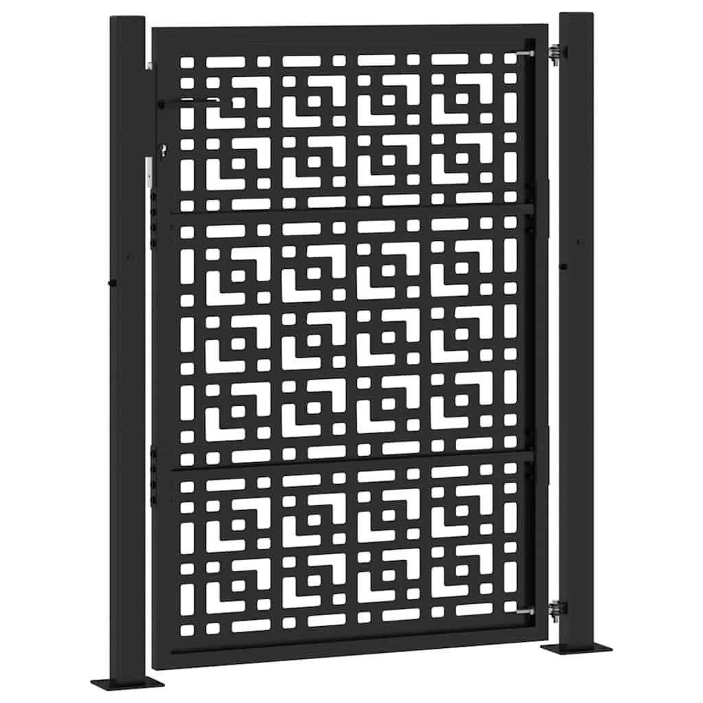 vidaXL Puerta de jardín diseño en Cruz de Acero Negra 100x125 cm, Puerta de Cerca, Puerta Exterior, Puerta de Metal, Puerta de Seguridad