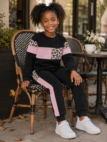 Image of Toddler Girls 2 Piece Cute Outfits, Crewneck Sweatshirt with Jogger Pants Kids Clothing Set for Fall Winter