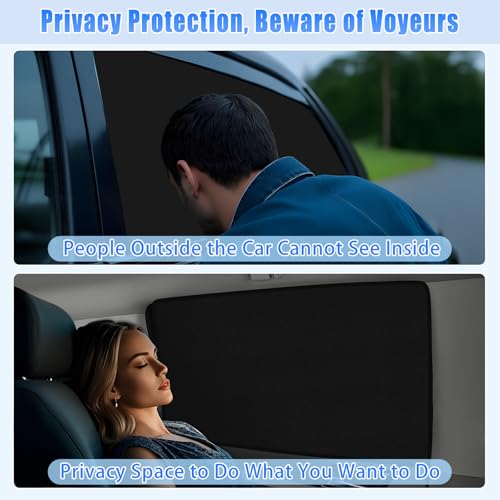 Image of ZATOOTO Car Window Covers for Rear Side Window Curtains Suede Sun Shade for Privacy Blackout for UV Protection, Car Shades for Large Rear Window, 21.2x39.3in