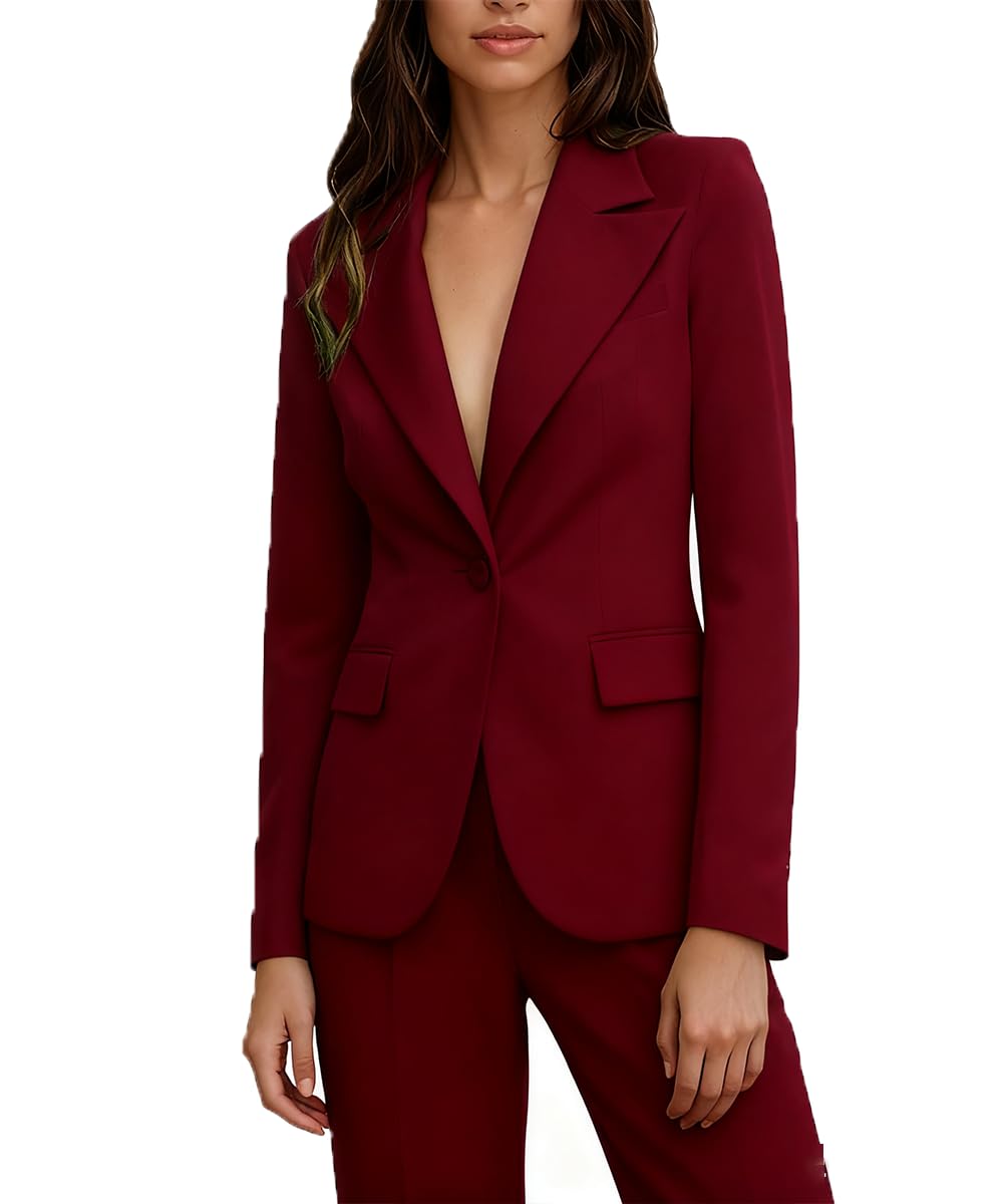 Womens 2 Piece Suit One Button Slim Fit Pant Suit for Women Dressy Business Office Work Tuxedo Blazer