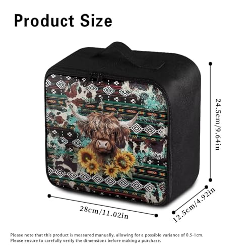 Image of Gomyblomy Aztec Highland Cow Print First Aid Kit Bag Empty Portable First Aid Kits for Business Travel Medium Emergency Medical Kit for Cars Home Medicine Bag Medical Supplies Bags