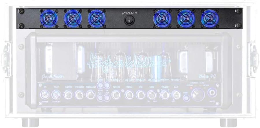 PROCOOL HK640B / 1U Rack Mount Intake LED Fan/designed for Hughes & Kettner Grandmeister and Tubemeister Guitar Amps