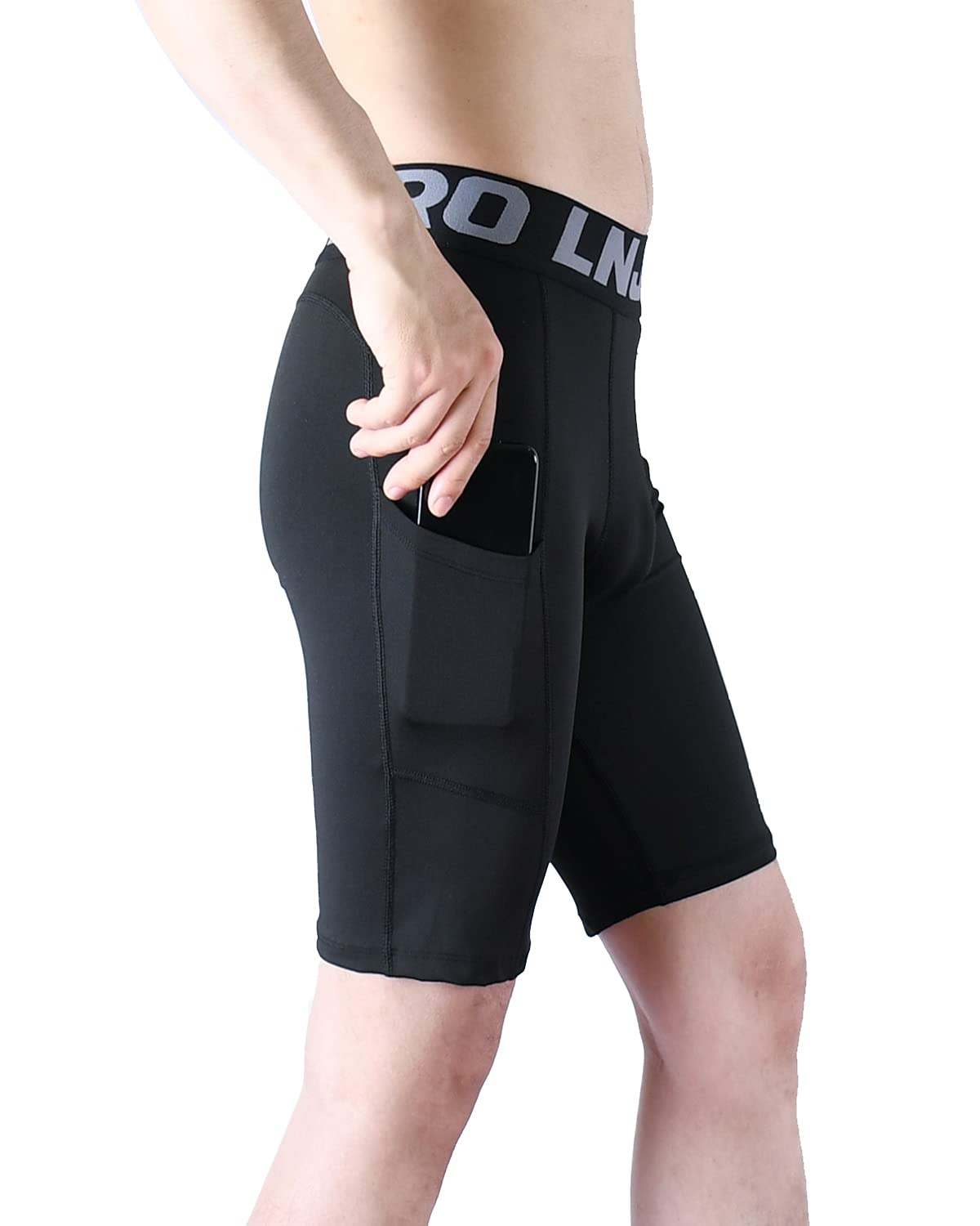 Pack de 3 pantalones cortos de compresión para hombre con bolsillos de capa base para correr, entrenamiento, entrenamiento