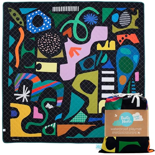 Image of Rudie Nudie Baby Play Mat, Large Waterproof Playmat for Floor Play and Crawling, Foldable Portable and Machine Washable, Sensory and Tummy Time Activities, Baby Mat for Floor, 51" x 51"