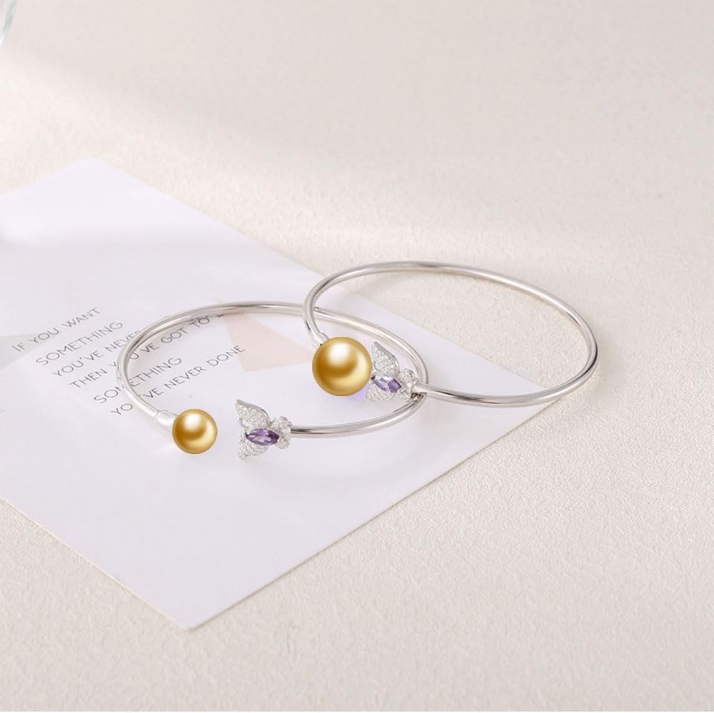 Wife Jewelry Gifts - Genuine South Sea Golden Pearl Jewelry Bracelet for Women, Birthday Jewelry for Girlfriend, Valentine's Day for Wife, Mother's Day for Mom Grandma, Gifts for Her NO33690