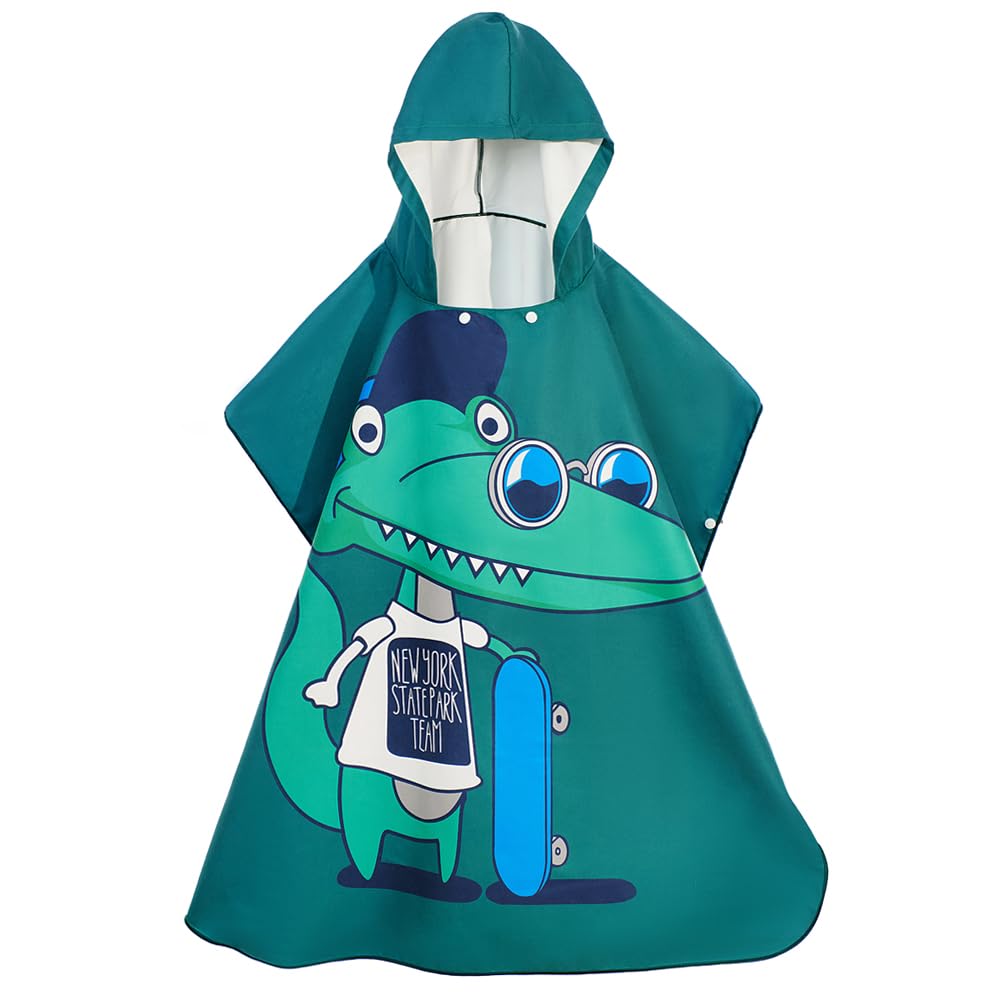 Maddy's Home Bath Poncho for Children, Poncho Towel, Microfibre Surf Poncho, Quick Dry Lightweight Changing Towel, Suitable for Swimming Surfing and Beach (Dinosaur)