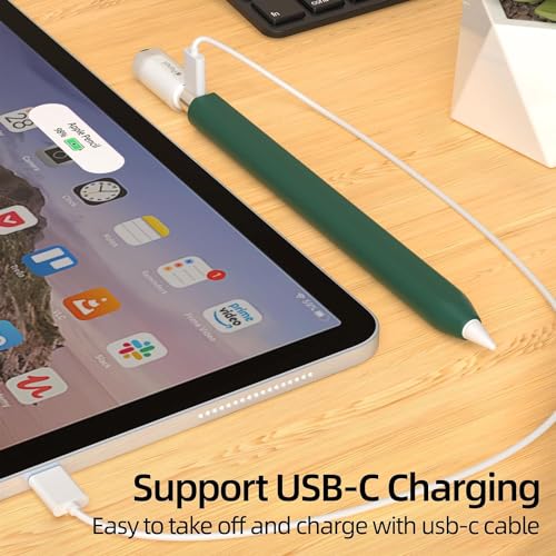 Image of Pencil Case for Apple Pencil (USB-C) 3rd Generation Silicone Protective Cover Sleeve, Supports Magnetic Attachment 3rd Gen (Midnight Green)