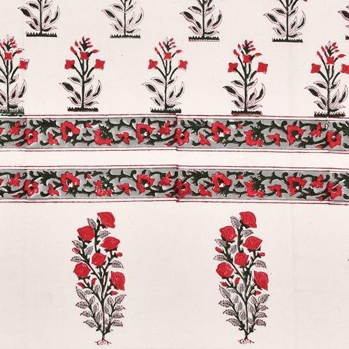 Image of BLOCKS OF INDIA Hand Block Printed Cotton Daylight Curtains with Eyelets(Set of 2 Curtains, Block 5, 7 Feet /Door, Semi Sheer, Multicolor)