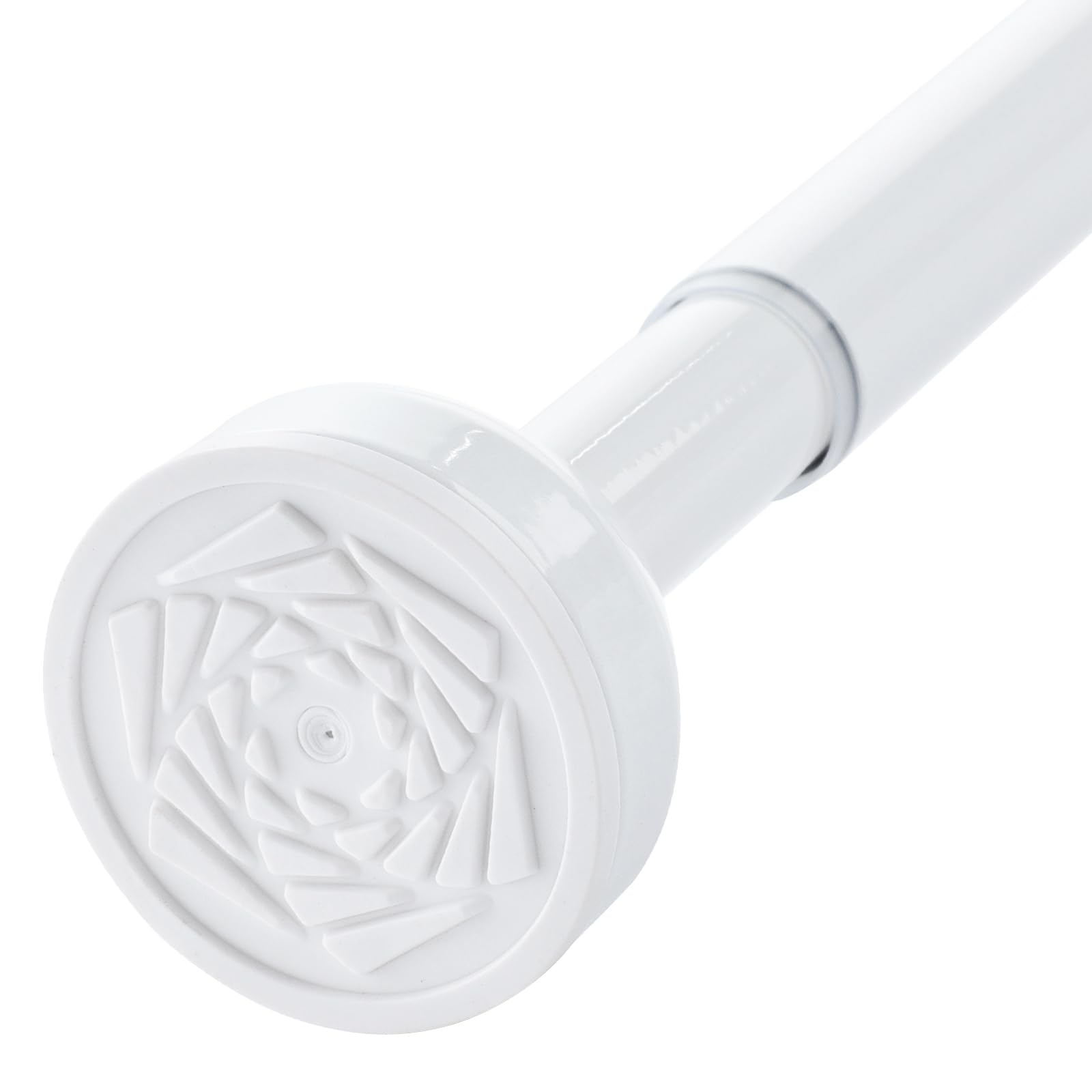 Shower Curtain Pole 147-285cm Stainless Steel Shower Curtain Rod Tension Rod for Curtains No Drill Extendable Curtain Poles Shower Curtain Rail for Bathroom Bedroom Kitchen Wardrobe No Drilling, White