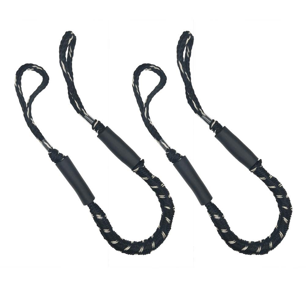 Jfgctyhxy Black 2Pcs Dock Line Mooring Rope Docking 4Ft Stretchable(Black)