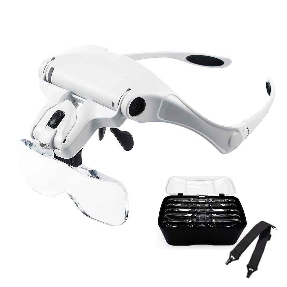 Amgei Adjustable Magnifying Glass Wearable Magnifying Glass Magnifying Glass With Head-Mounted Magnifying Glass Headband Magnifier Reading Magnifying Glass 9892B2 Magnifying Glass For Reading With