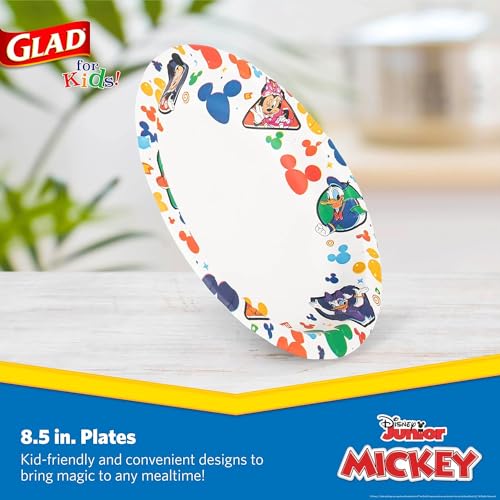 Glad BB26053PCS8 For Kids Disney Mickey And Friends 8.5 Inch Paper Plates | Mickey And Friends Paper Plates, Kids Snack Plates | Mickey Mouse Paper Plates thumb #1