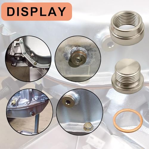 Image of SecosAutoparts Thread 18mm x 1.50, Steel Plug with Inner Hex Head Universal with Bung & Washer Kit, Stainless Steel, Transmission Sump Drain Plug (Weld in) Pack of 1