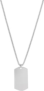 Yellow Chimes Stainless Steel Plain Silver 3 MM Tag Pendant Necklace Silver Plated Pendant for Men (Silver) (YCSSCH-TAG1BI...