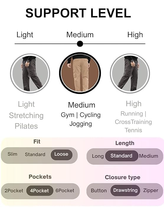 Image of GRECIILOOKS Men's Cargo Pants | 6 Pocket Cotton Cargo Joggers for Men | Loose Fit Stylish Pant with Pockets | Casual Baggy Trousers & Streetwear Lower