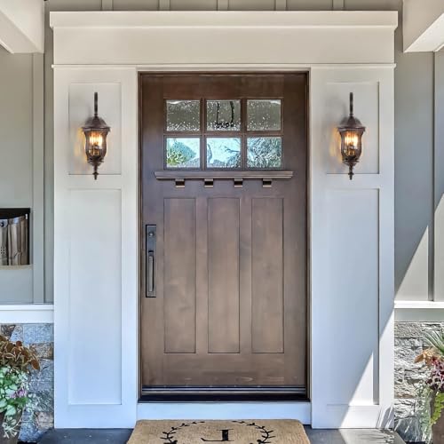 Image of Outdoor Wall Sconces, 22.8 inch Brown Large Exterior Wall Lanterns