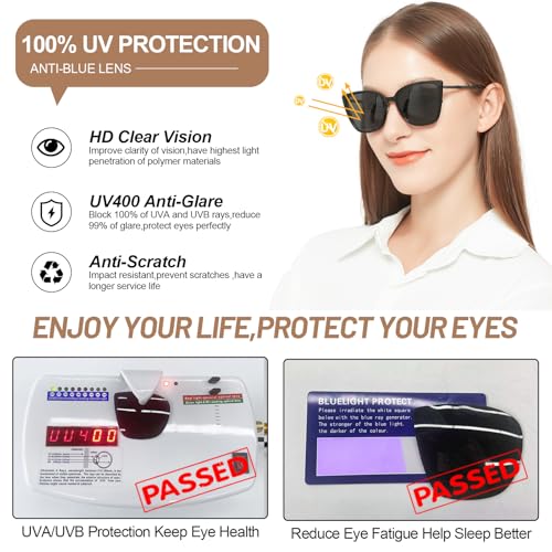 Image of OCCI CHIARI UV Blue Light Glasses for Women Fashion Cat Eye Polarized Sunglasses