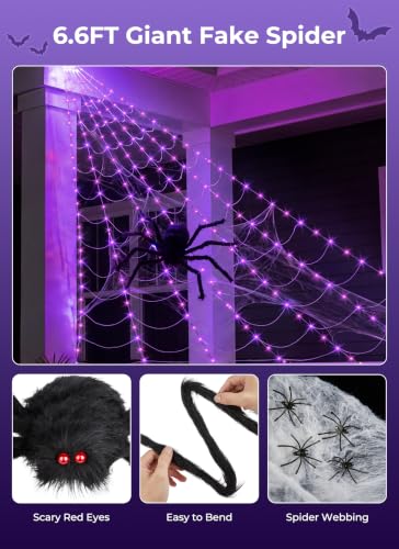 Halloween Decorations Spider Web Lights, 255 LED 16.4Ft  - image 5