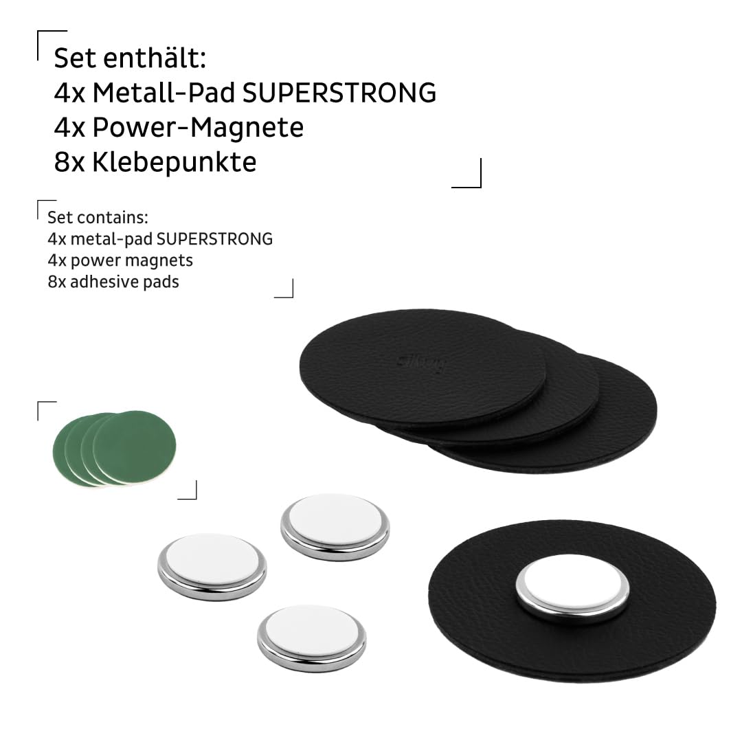 Silwy Magnet-Power-Bundle XXL Magnetisches Nachrüst-Set für Kaffeemaschinen 4 Magnete + 4 Gel-Pads + 4 Klebepunkte