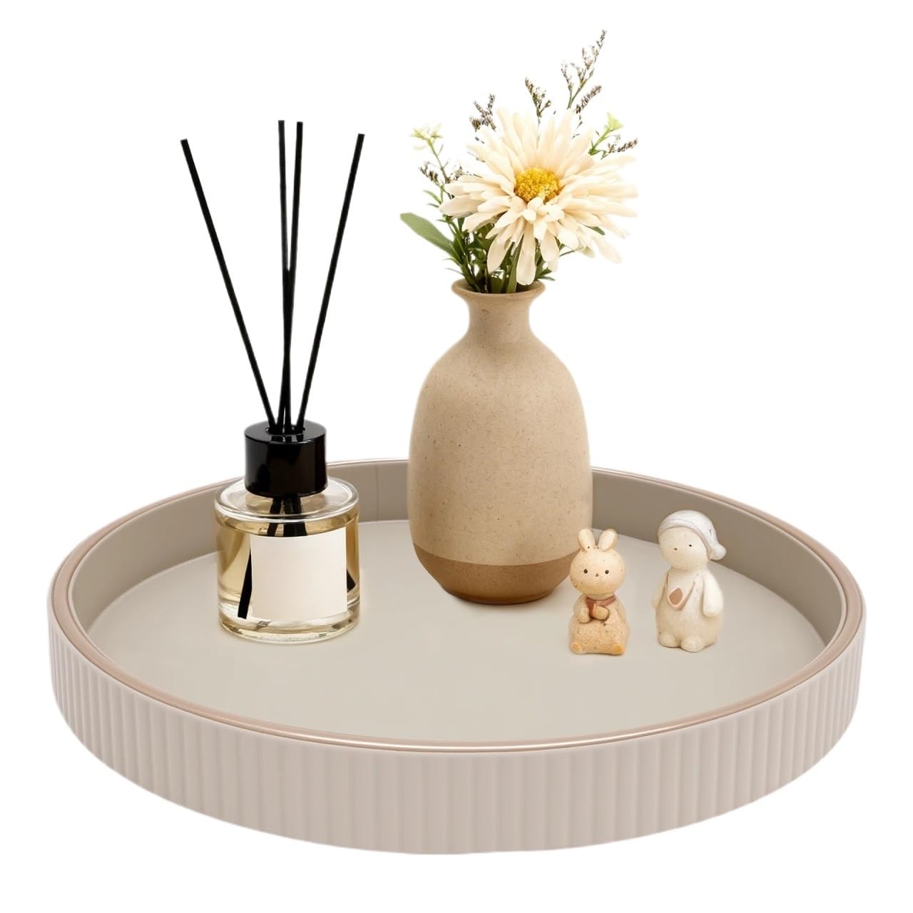 LIANXIBAG Round Tray For Coffee Table Waterproof Candle Plate Decorative Serving Jewelry Perfume Key Storage Trays