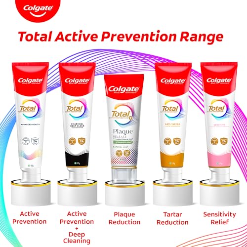 Image of Colgate Total Plaque Release Toothpaste Tooth paste with Amino Foam & Zinc Colgate Paste Toothpaste for Stronger Gums 3X More Effective at Fighting Plaque - Natural Mint 160g (Pack of 2 x 80g)