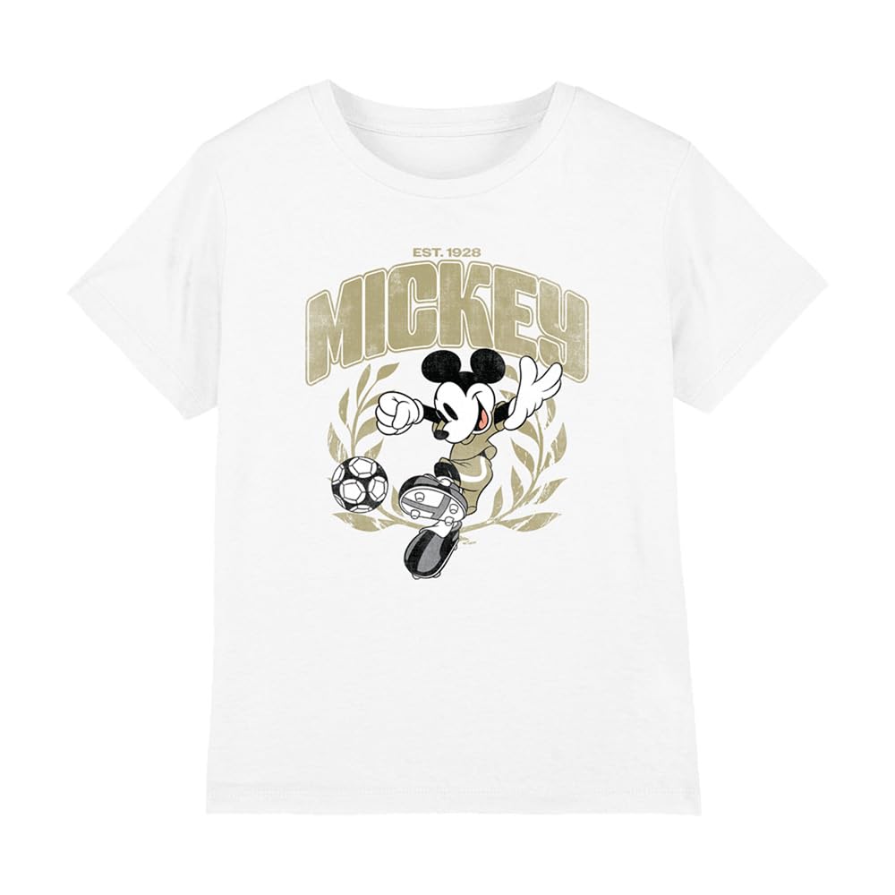 Disney Mickey Mouse Laurel Football Kids T Shirt, White, 12-13Y