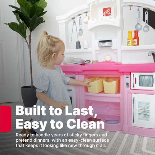 Step2 Fun with Friends Kids Kitchen Playset, Indoor/Outdoor Kitchenette, Interactive Play with Lights and Sounds, Durable Plastic, Includes 25 Piece Toy Accessories, Toddlers 2+ Years Old, Pink - image 8