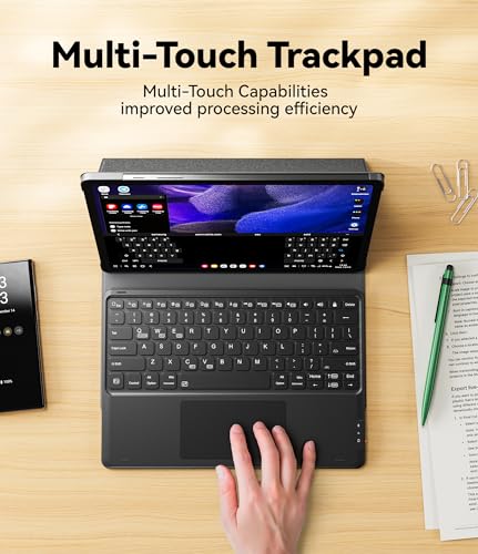 Image of GreenLaw Samsung Galaxy Tab S9 Plus Keyboard case, 7 Color Backlit, Magnetic Detachable, Smart Touchpad, S Pen Holder, SM-X810 /X816B /X818U for Samsung Tab S9+ 12.4 inch 2023, Black