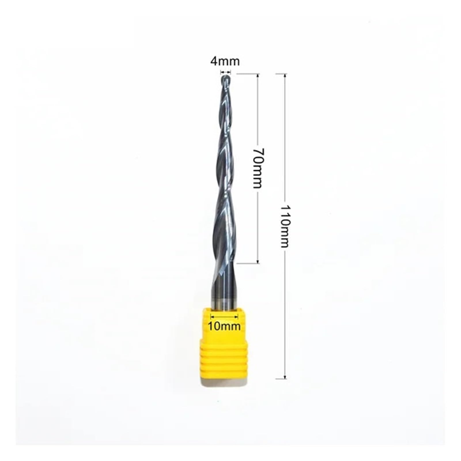 cuchilla con cabeza de bola cónica, D10*R2*70*110L, Fresa de extremo de carburo sólido, Broca enrutadora cónica esférica for carpintería, Fresado de punta esférica cónica de 2 filos(1 piece)