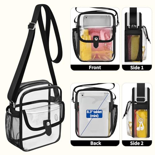 Image of SPODEARS Clear Crossbody Bag for Stadium, Concert, Festival & More - Adjustable Shoulder Strap & Bottle Holder