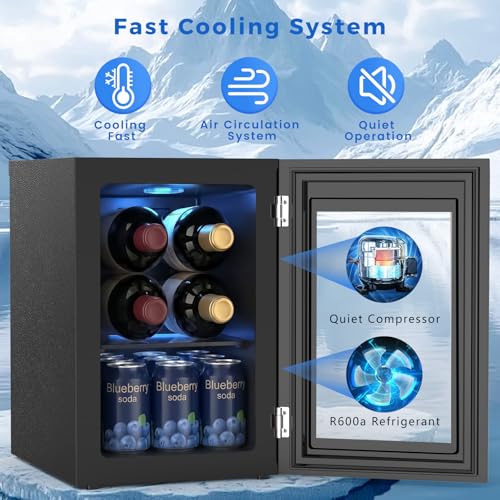 Image of Electactic Wine Cooler Refrigerator with Glass Door, Mini Wine Fridge for Red, White and Champagne, Built-in Wine Cellar, 40-61F Digital Temperature Control, Indoor Use