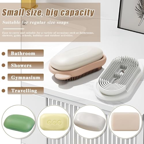 Image of Anshri Pack of 2 Travel Soap Holder Portable Soap Dish for Home Compact and Durable Plastic Travel Soap Box - Soap Case Ideal for Travel Accessories With Brush