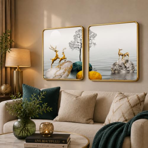 Image of RANDOM Premium Square Wall Painting Set of 2, 38 x 38 cm