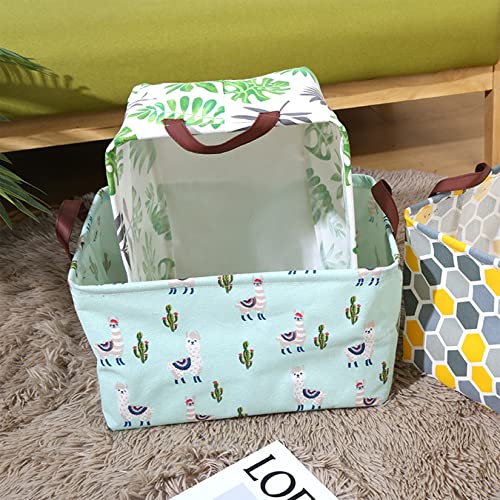 Image of Rectangle Storage Basket Cute Canvas Organizer Bin for Pet /Children Toys, Books, Clothes Perfect for Rooms /Playroom (Alpaca)