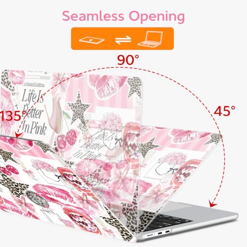 Image of B BELK for MacBook Air 15 inch Case 2026 2025 2024 2023 M5 M4 M3 M2 | Pink Printed Matte Hard Shell Case with Fashion Collage Pattern, Keyboard Cover & Screen Protector, Scratch Resistant