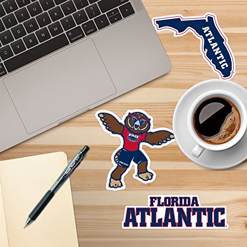 Image of Florida Atlantic University Vinyl Sticker Pack - 8 Waterproof FAU Owls Logos, Mascot, Pennant & Wordmark Decals for Laptop, Water Bottle, Tablet, Car, Skateboard & More