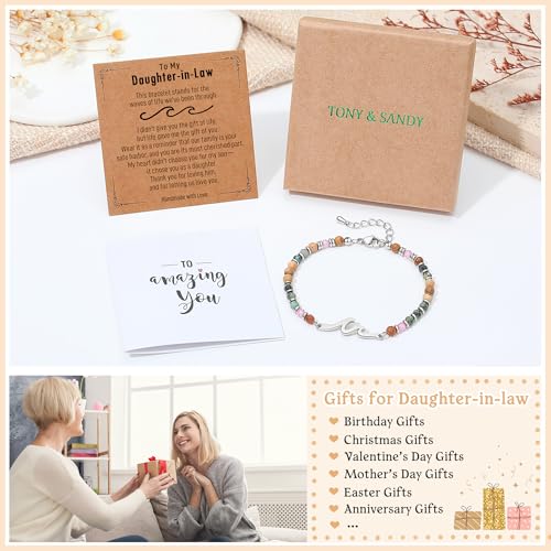 Image of TONY & SANDY Friend Gifts for Women, Unique Birthday Gifts for Women, Sister Gift from Sister, Wave Bracelet, Christmas Stocking Stuffers for Woman Female, Bestie Friendship Bracelets