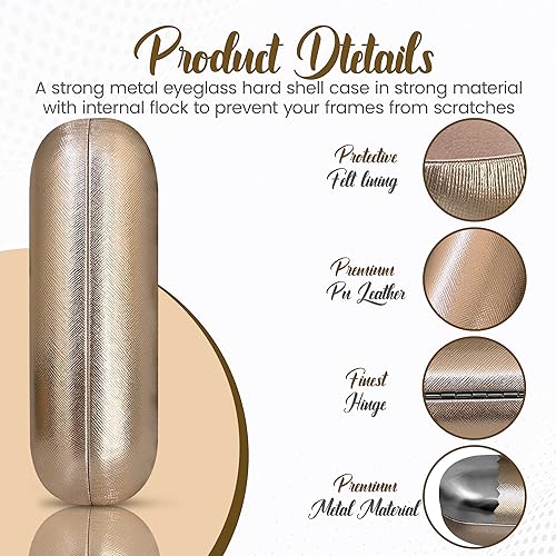 Image of Metal Hard Shell Glasses Case - Lightweight Glasses Case Unisex Eye Glass Case 2 Pack For Travel, Study, Work