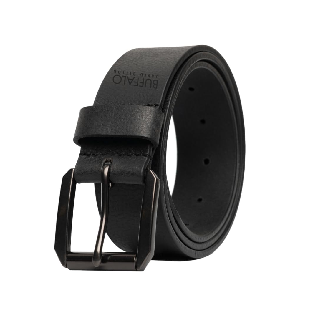 Buffalo David Bitton Mens Belt | 40mm Black Belt | 100% Genuine Leather Belt | Mens Belts for Jeans | Belt Size 36