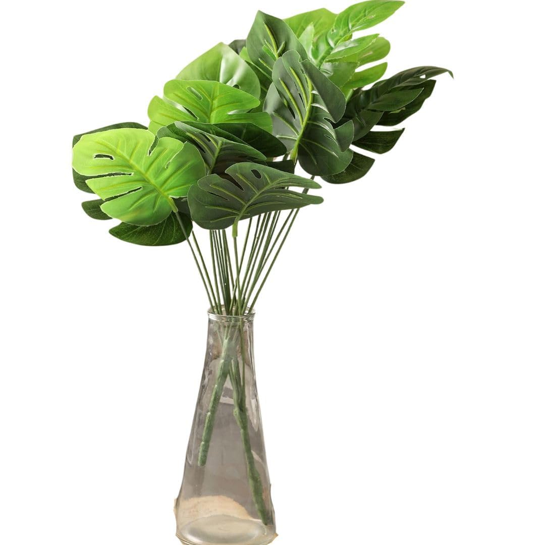 SATYAM KRAFT 2 Pcs Artificial Flower Faux Monstera Bunch Palm Leaves for Christmas,Gifting, Home, Balcony, Office, Bedroom,Living Room Decor for Valentine(2 Bunch, Without Vase Pot, 38Cm) (B08WX5CMN6) Amazon Price History, Amazon Price Tracker